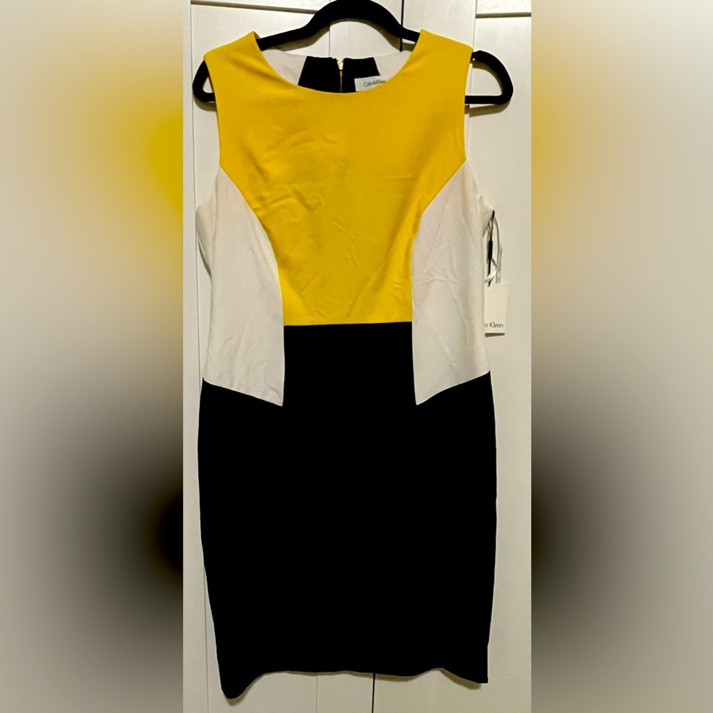 New modern Calvin Klein dress - Bodycon Mondrian Print Dress - Size 10 NWT
